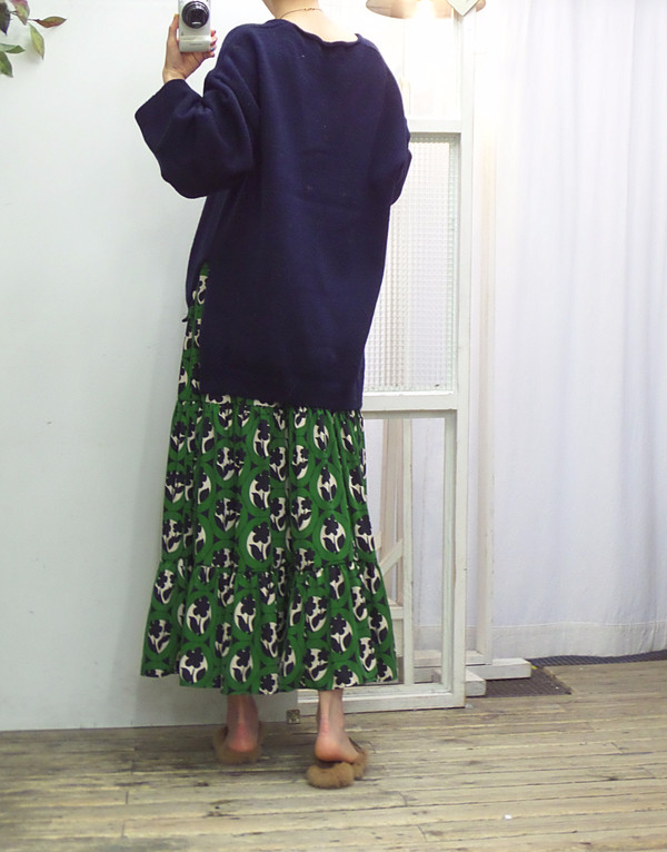 Autumn flower bending skirt Flare Long Fur Wear A 