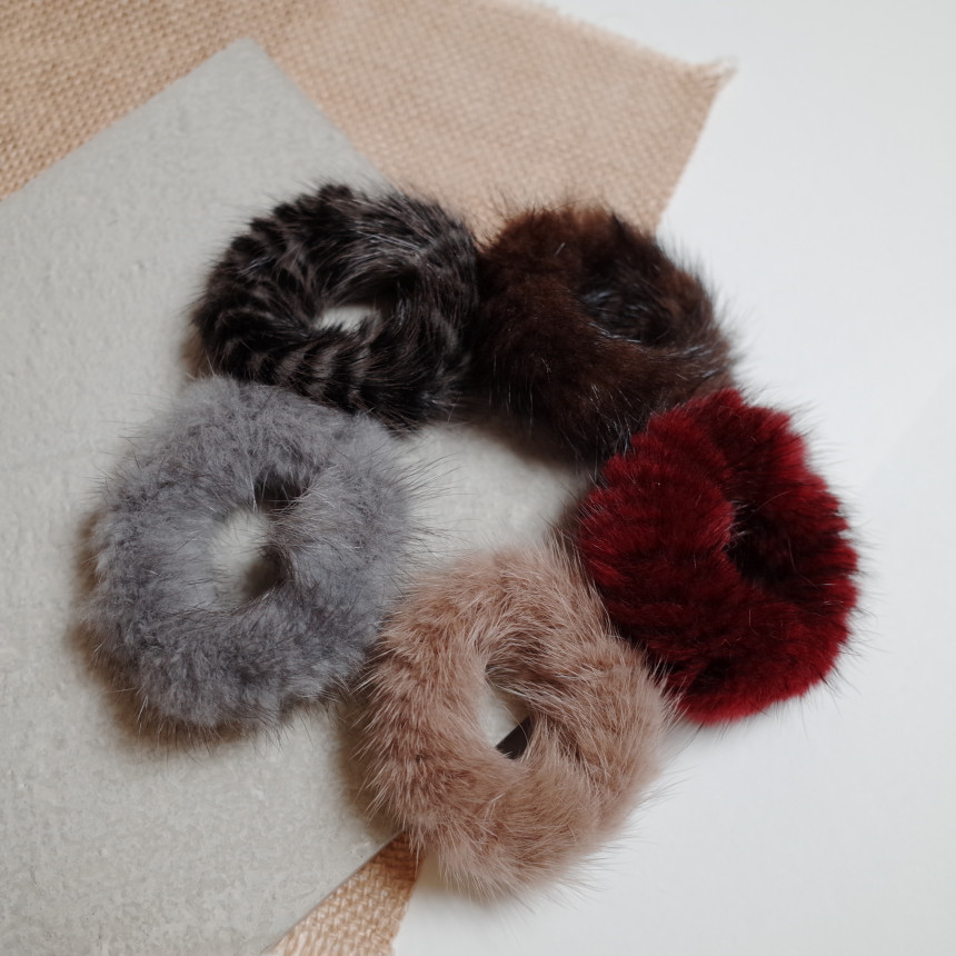 Hair Accessories Rich Round Mink Hair Strap 5color