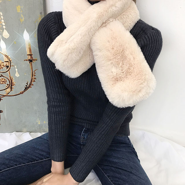 Petit mink fake fur muffler 4color shawl winter