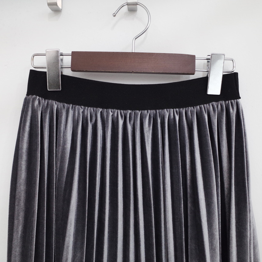 Velvet Pleated Pleated Skirt Winter Long Coordinat