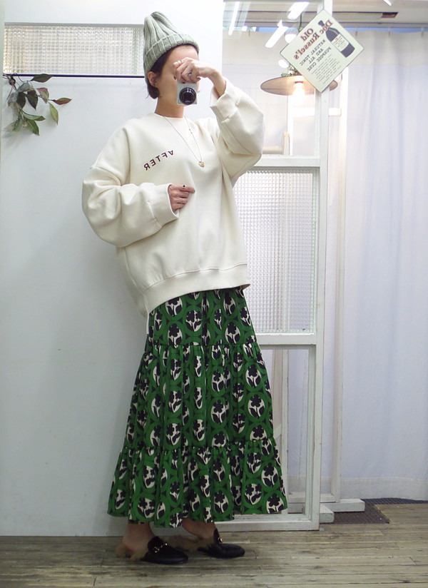 Autumn flower bending skirt Flare Long Fur Wear A 