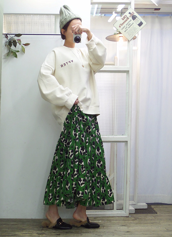 Autumn flower bending skirt Flare Long Fur Wear A 