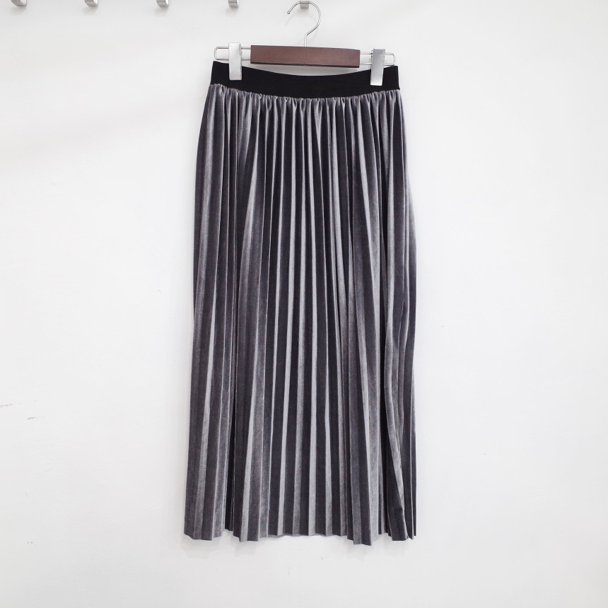 Velvet Pleated Pleated Skirt Winter Long Coordinat