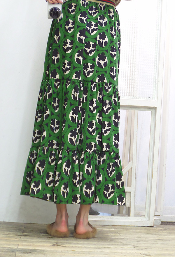 Autumn flower bending skirt Flare Long Fur Wear A 