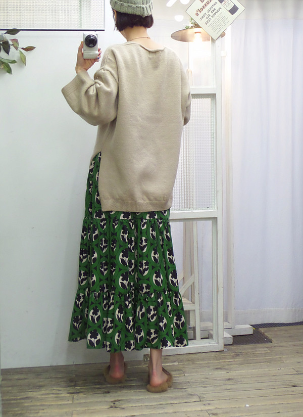 Autumn flower bending skirt Flare Long Fur Wear A 