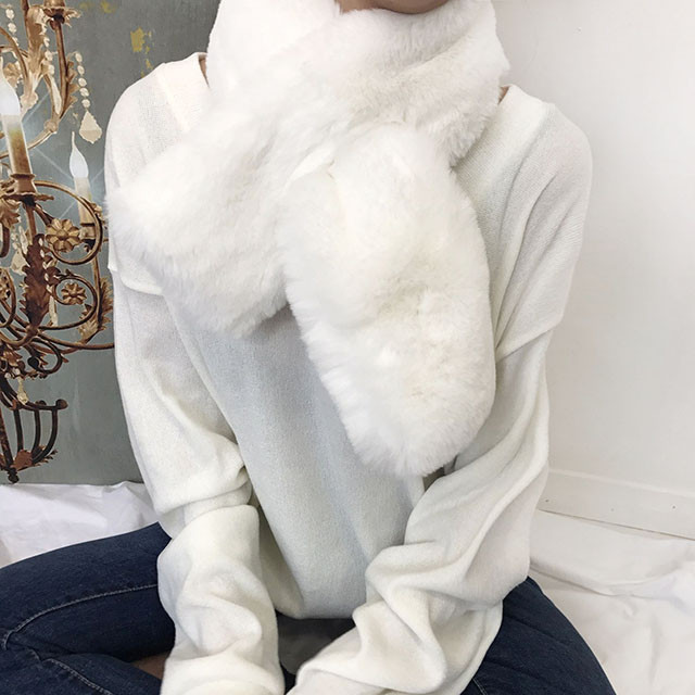 Petit mink fake fur muffler 4color shawl winter