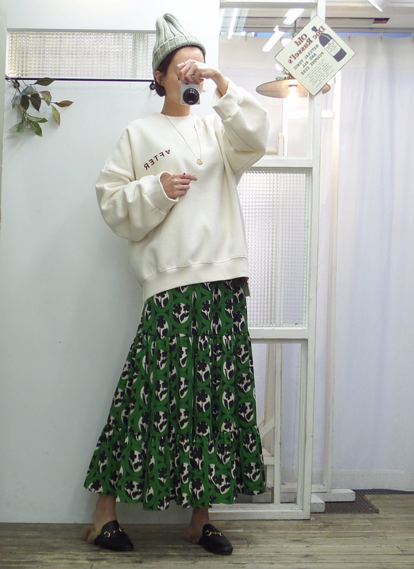Autumn flower bending skirt Flare Long Fur Wear A 