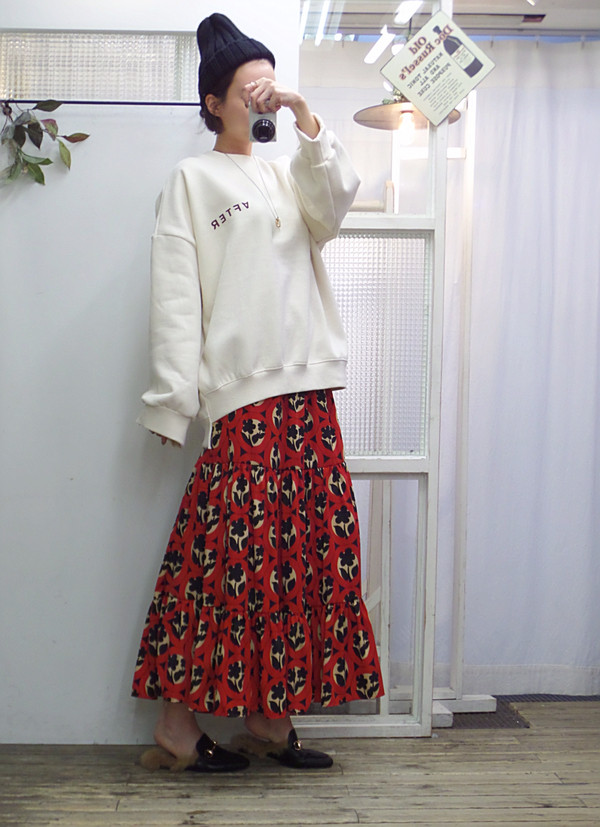 Autumn flower bending skirt Flare Long Fur Wear A 