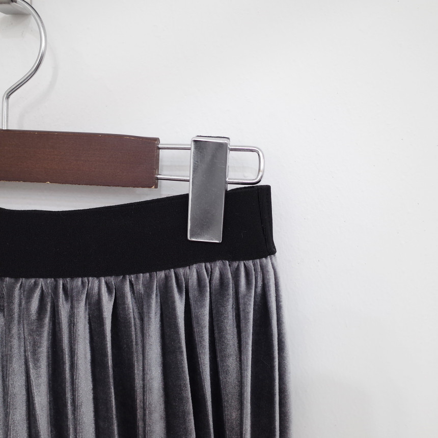 Velvet Pleated Pleated Skirt Winter Long Coordinat