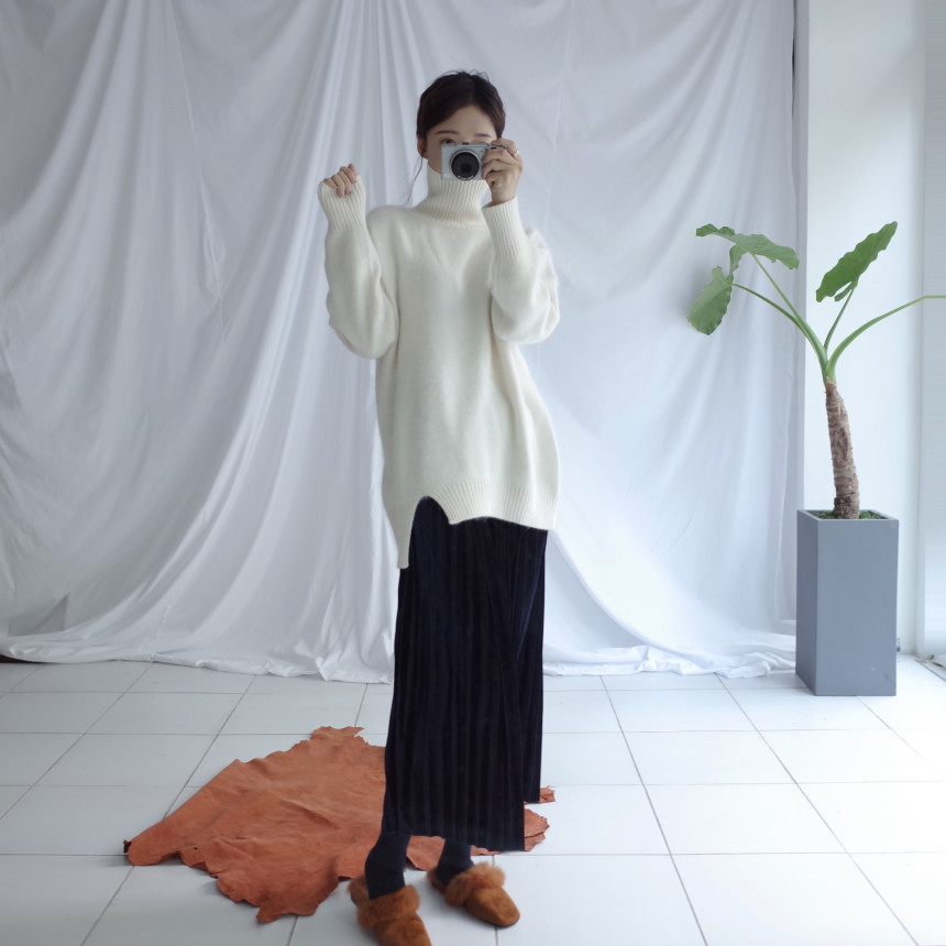 Velvet Pleated Pleated Skirt Winter Long Coordinat