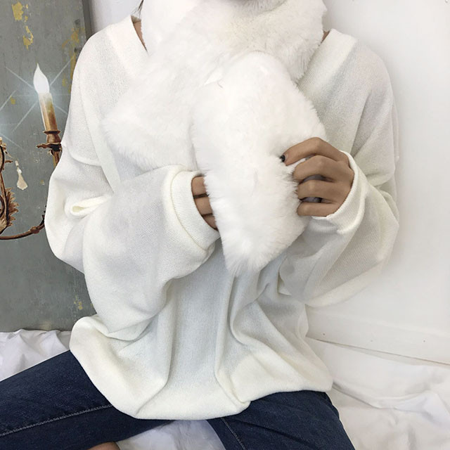 Petit mink fake fur muffler 4color shawl winter