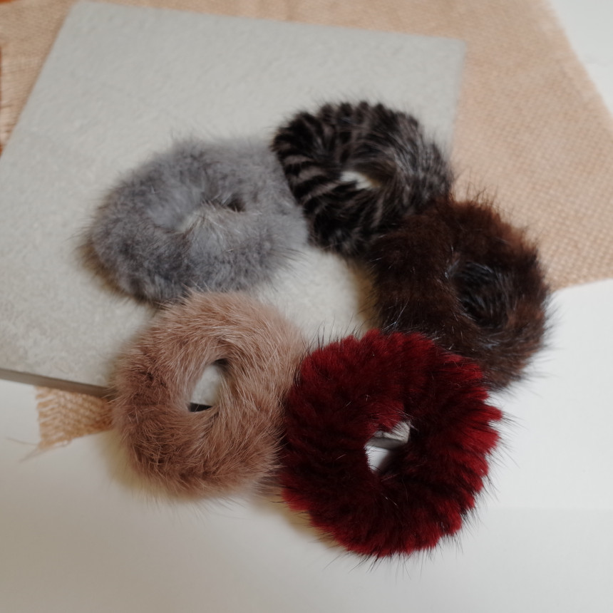 Hair Accessories Rich Round Mink Hair Strap 5color