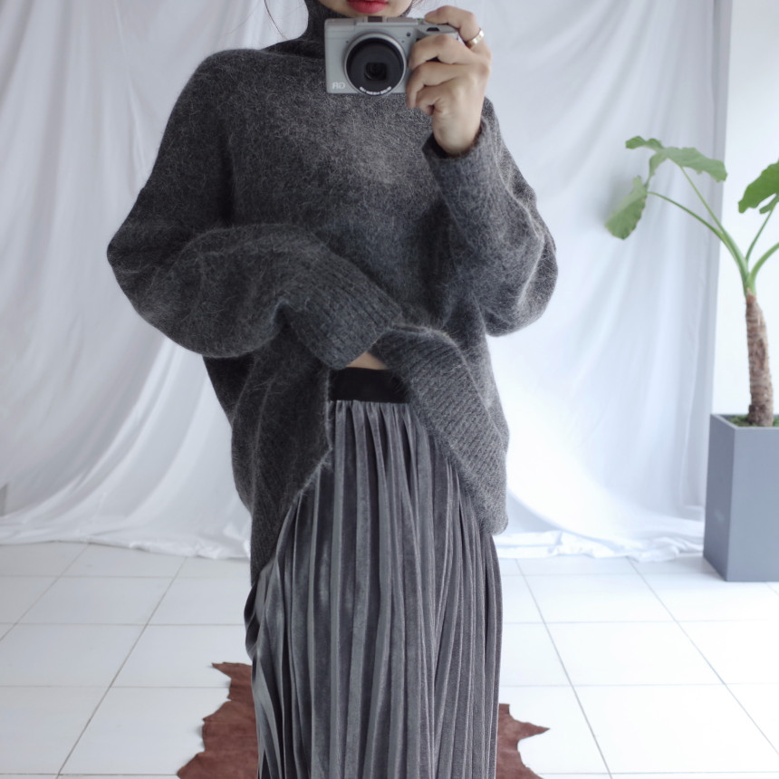 Velvet Pleated Pleated Skirt Winter Long Coordinat