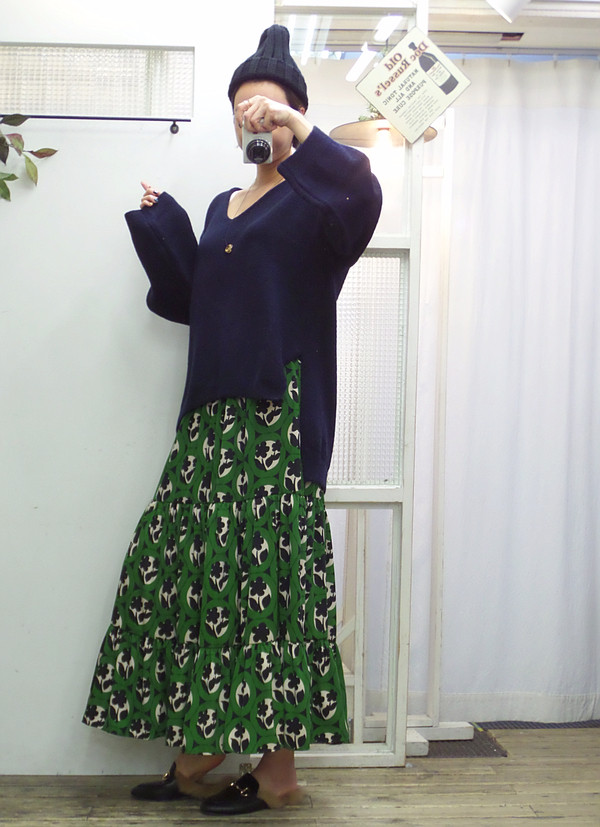 Autumn flower bending skirt Flare Long Fur Wear A 