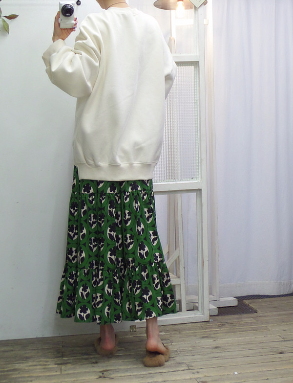 Autumn flower bending skirt Flare Long Fur Wear A 