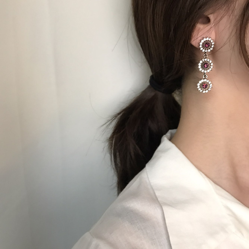 Bell Cubic Drop Earrings 3color Luxury Style Speci