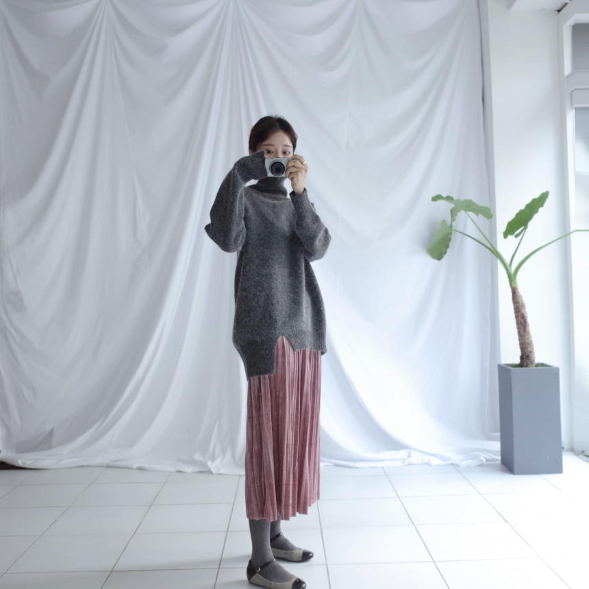 Velvet Pleated Pleated Skirt Winter Long Coordinat