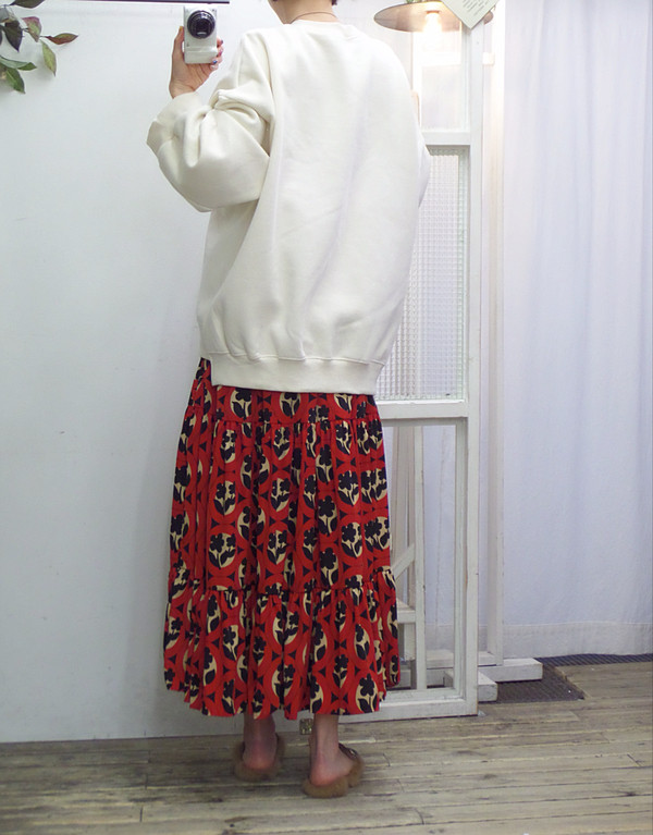Autumn flower bending skirt Flare Long Fur Wear A 