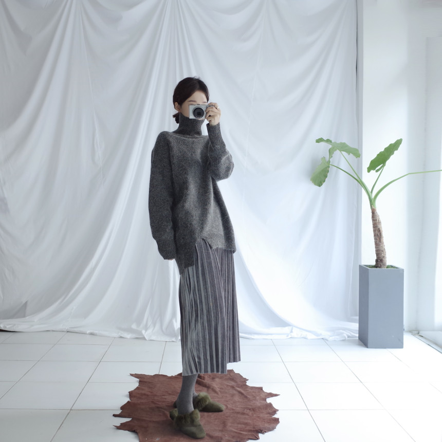 Velvet Pleated Pleated Skirt Winter Long Coordinat