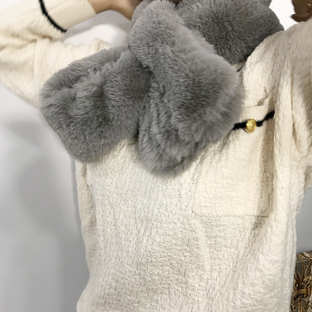 Petit mink fake fur muffler 4color shawl winter