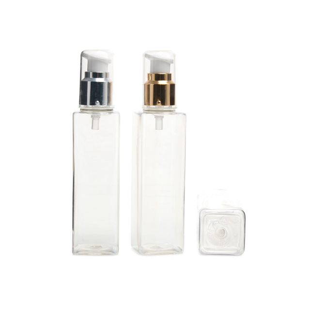 페스트세븐 플라스틱용기 화장품공병 금속에센스펌프용기 사각 T110ml - 상품 이미지