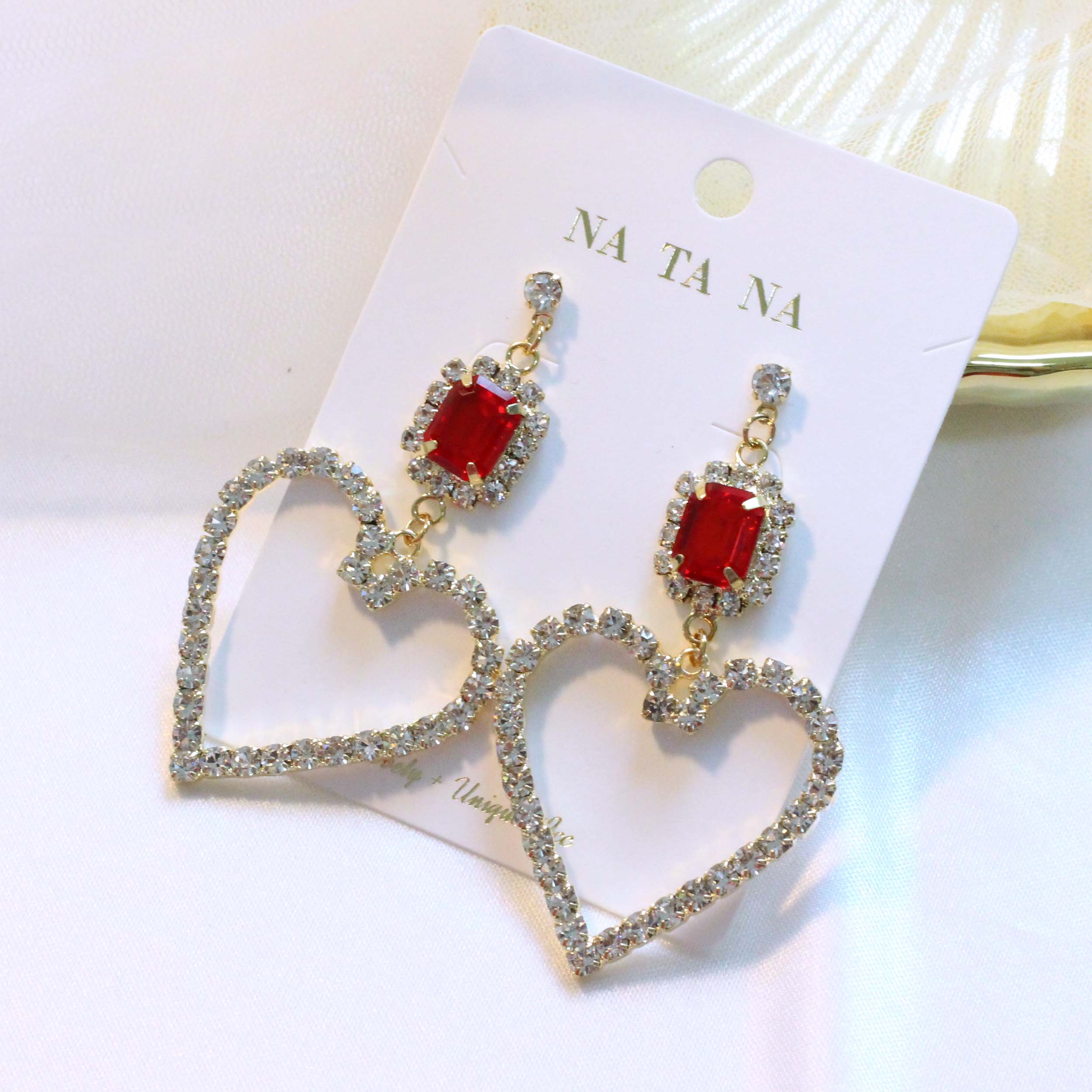 Red Big Heart Bold Drop Earring Earring Possible E