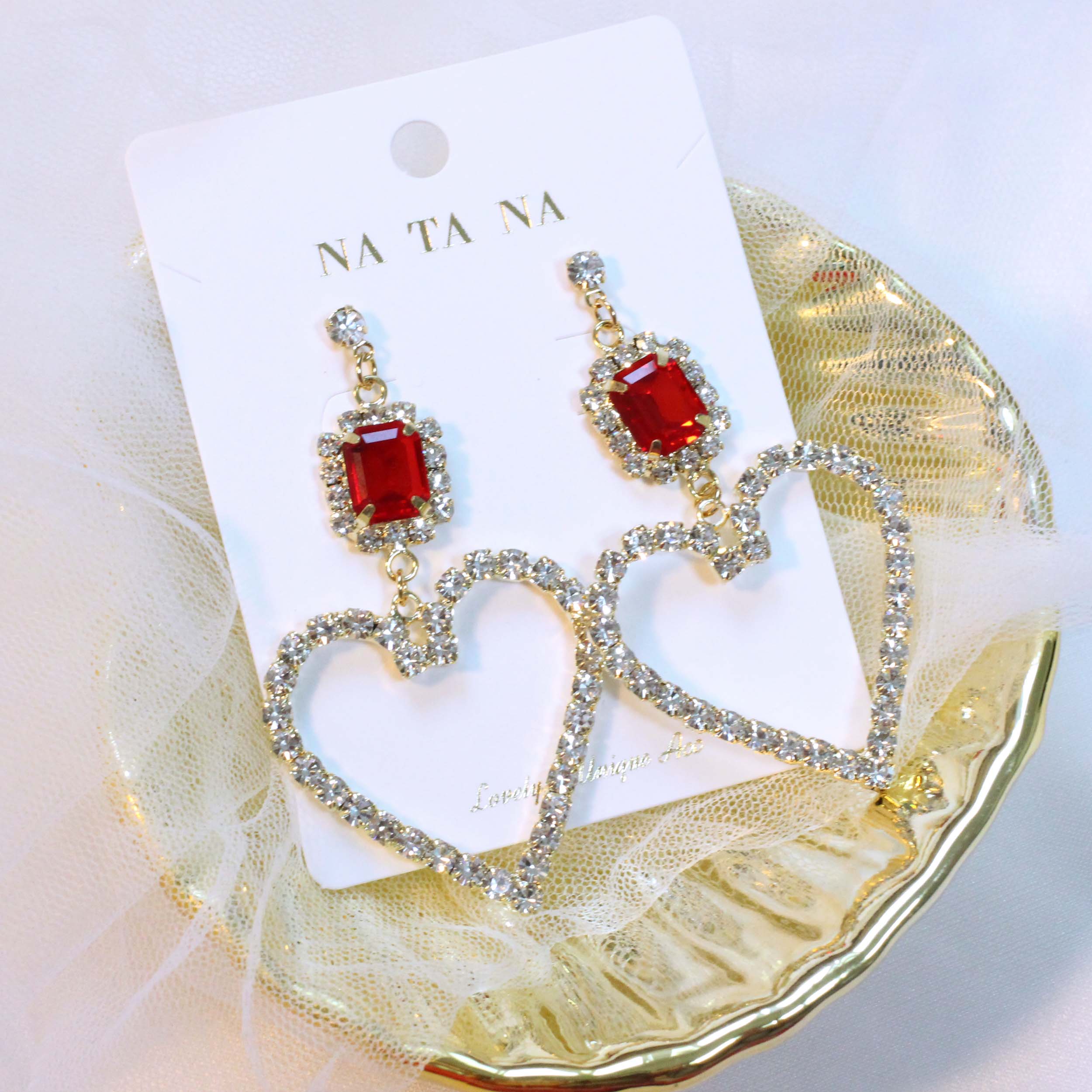 Red Big Heart Bold Drop Earring Earring Possible E