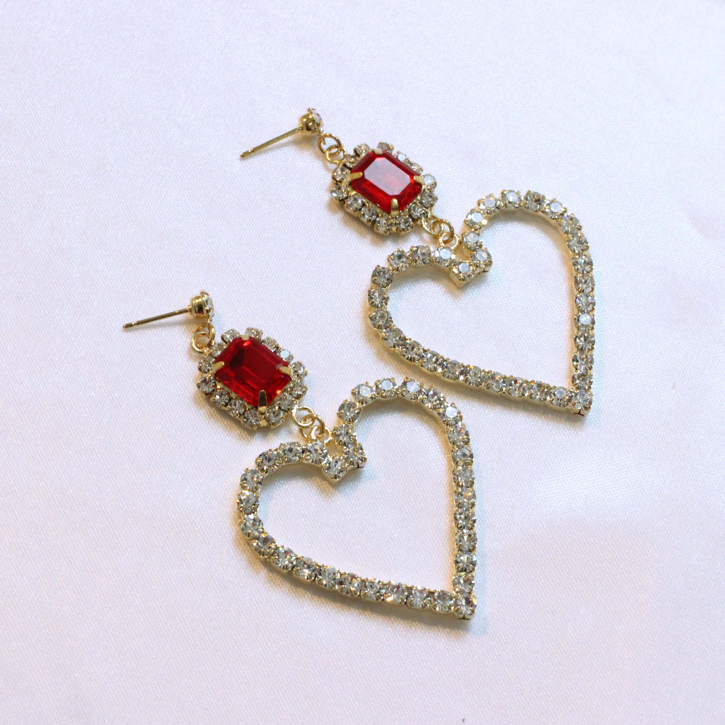 Red Big Heart Bold Drop Earring Earring Possible E