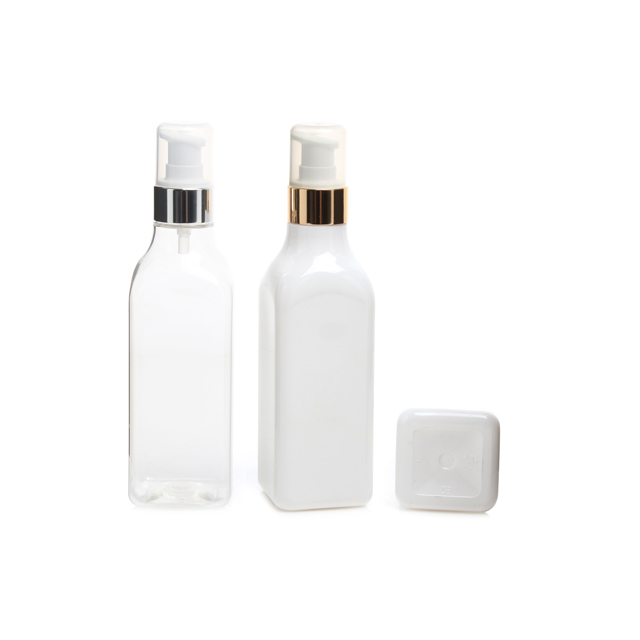 페스트세븐 플라스틱용기 화장품공병 금속에센스펌프용기 사각 N250ml - 상품 이미지