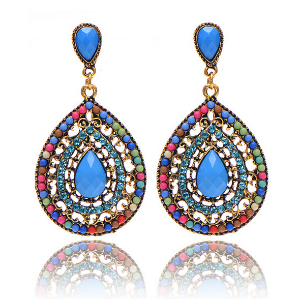 FE193 Big Drop Crystal Crystal Cubic Earring 30s M