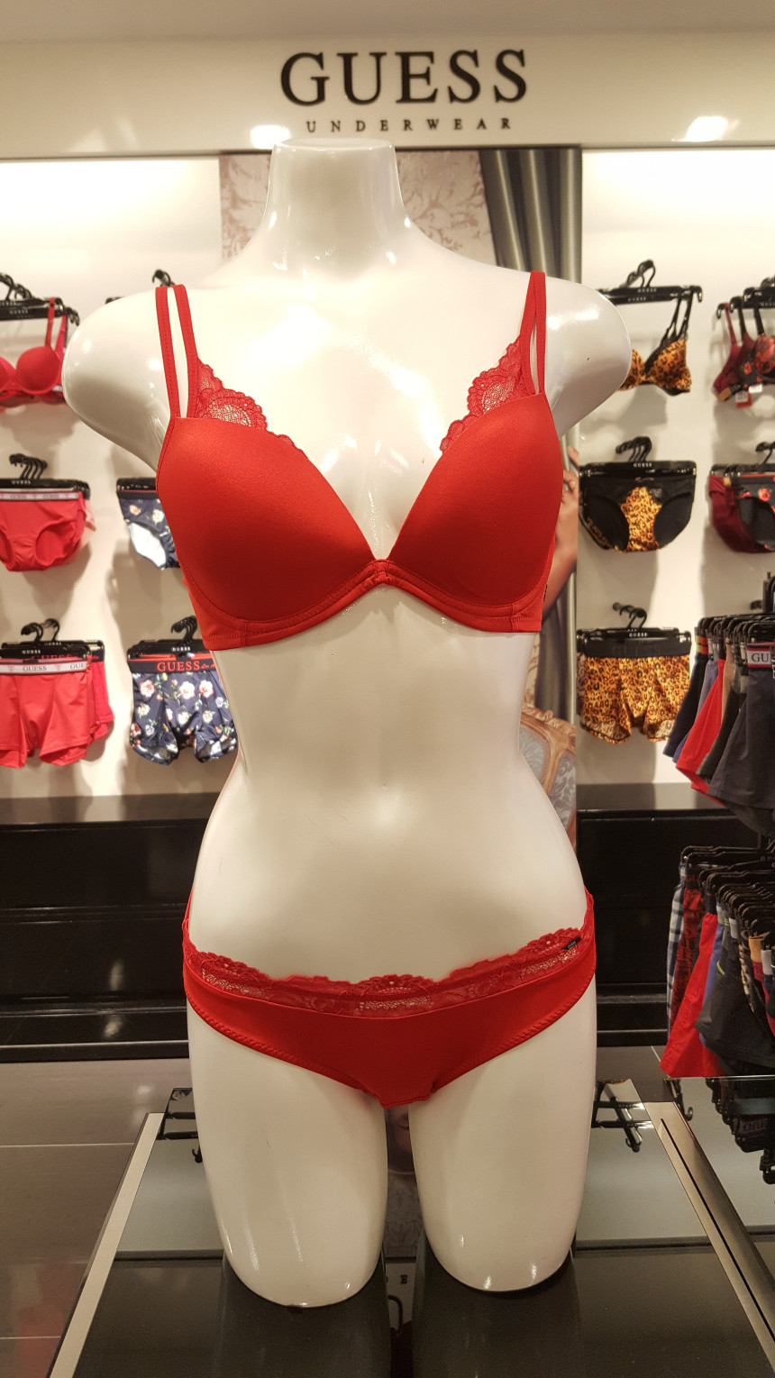 GUESS UNDERWEAR Real red couple SET Sexy underwear