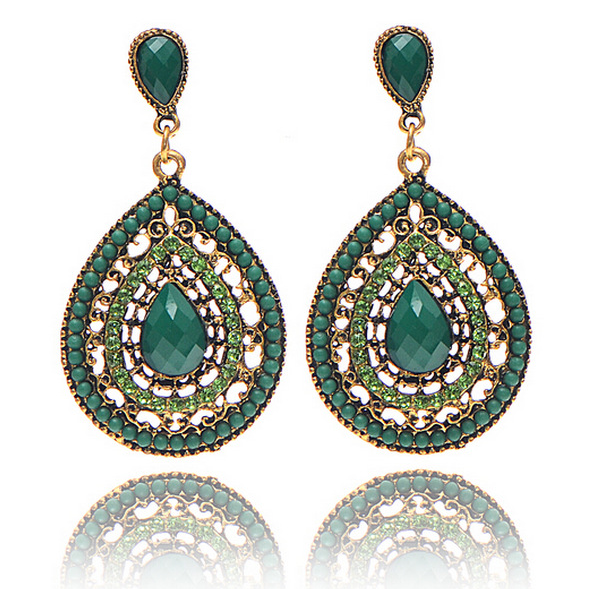 FE193 Big Drop Crystal Crystal Cubic Earring 30s M