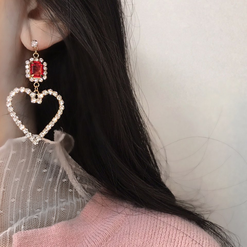 Red Big Heart Bold Drop Earring Earring Possible E