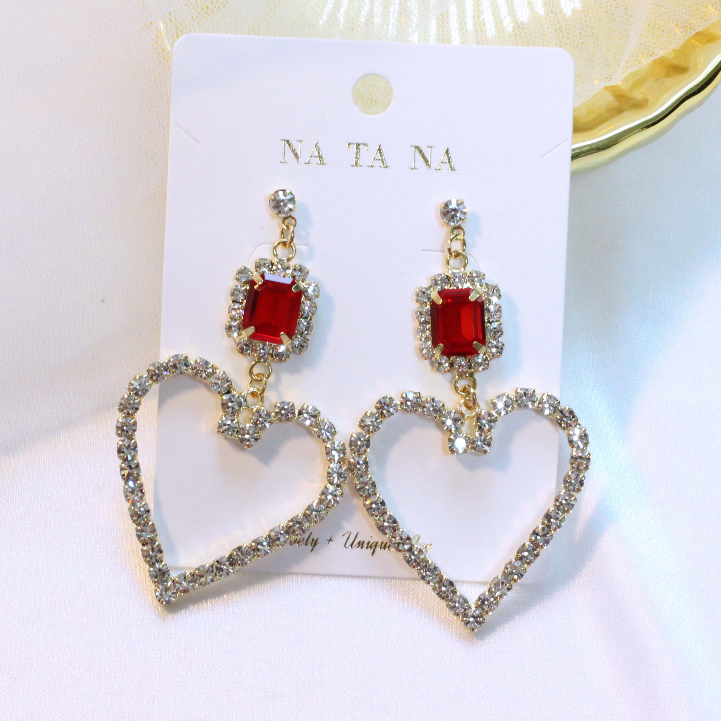 Red Big Heart Bold Drop Earring Earring Possible E