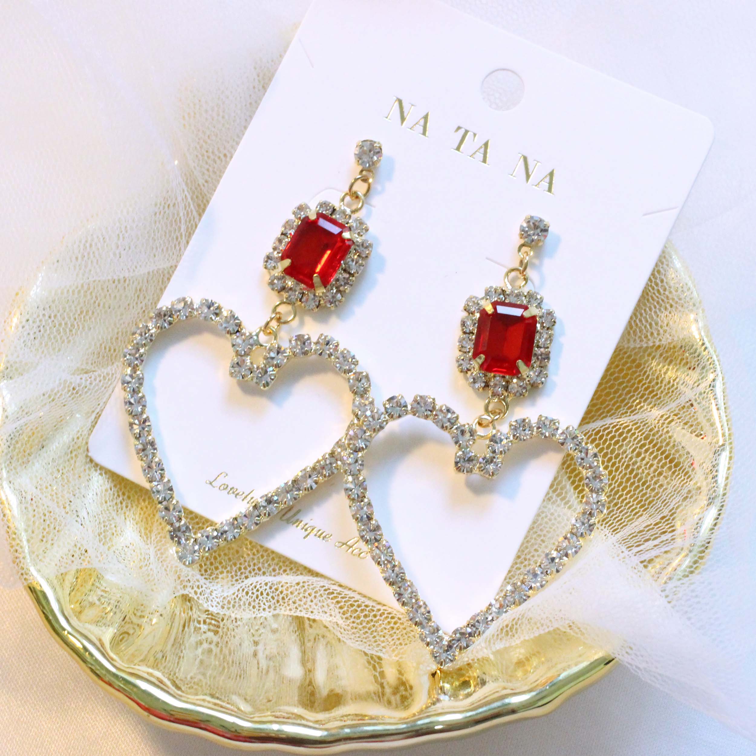 Red Big Heart Bold Drop Earring Earring Possible E