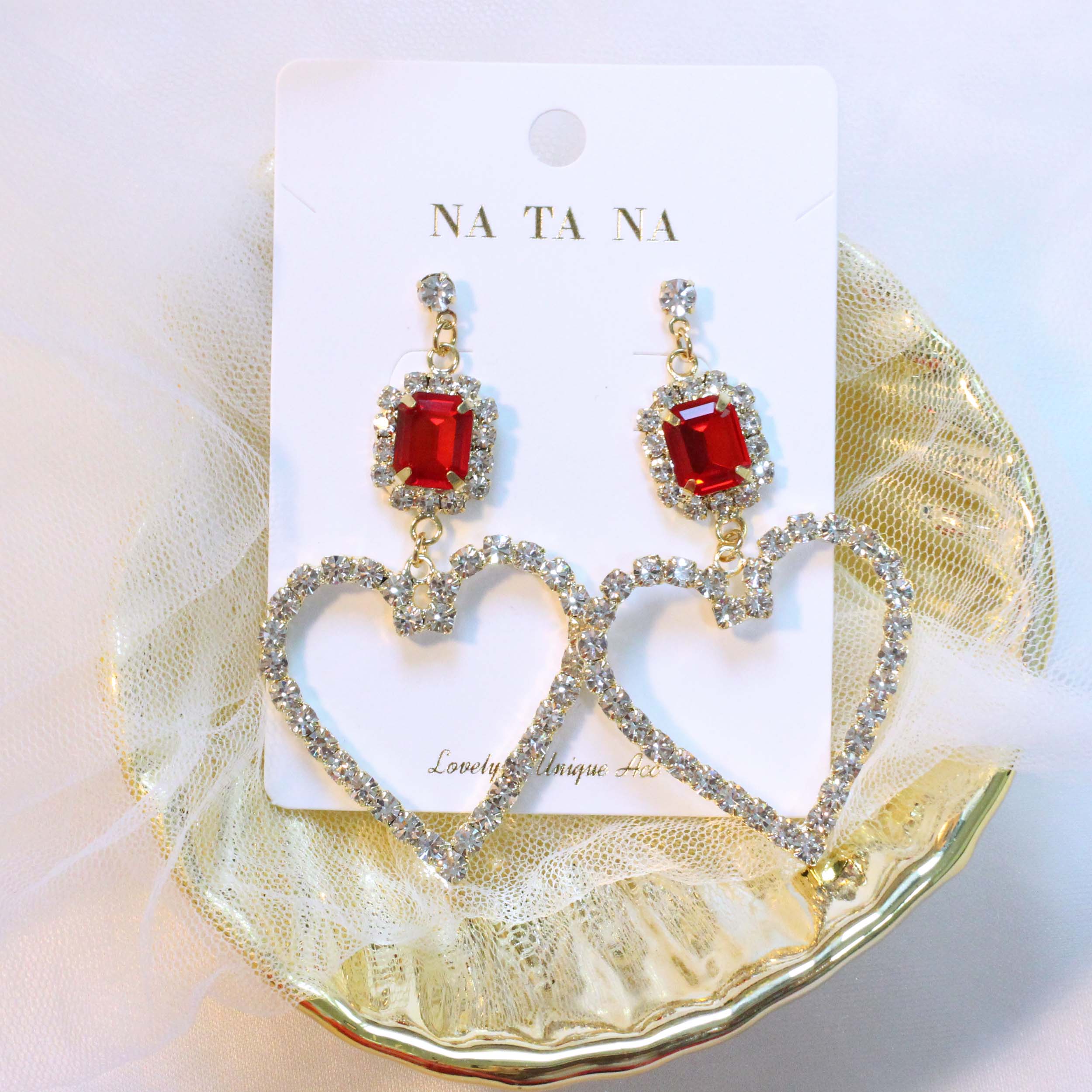 Red Big Heart Bold Drop Earring Earring Possible E