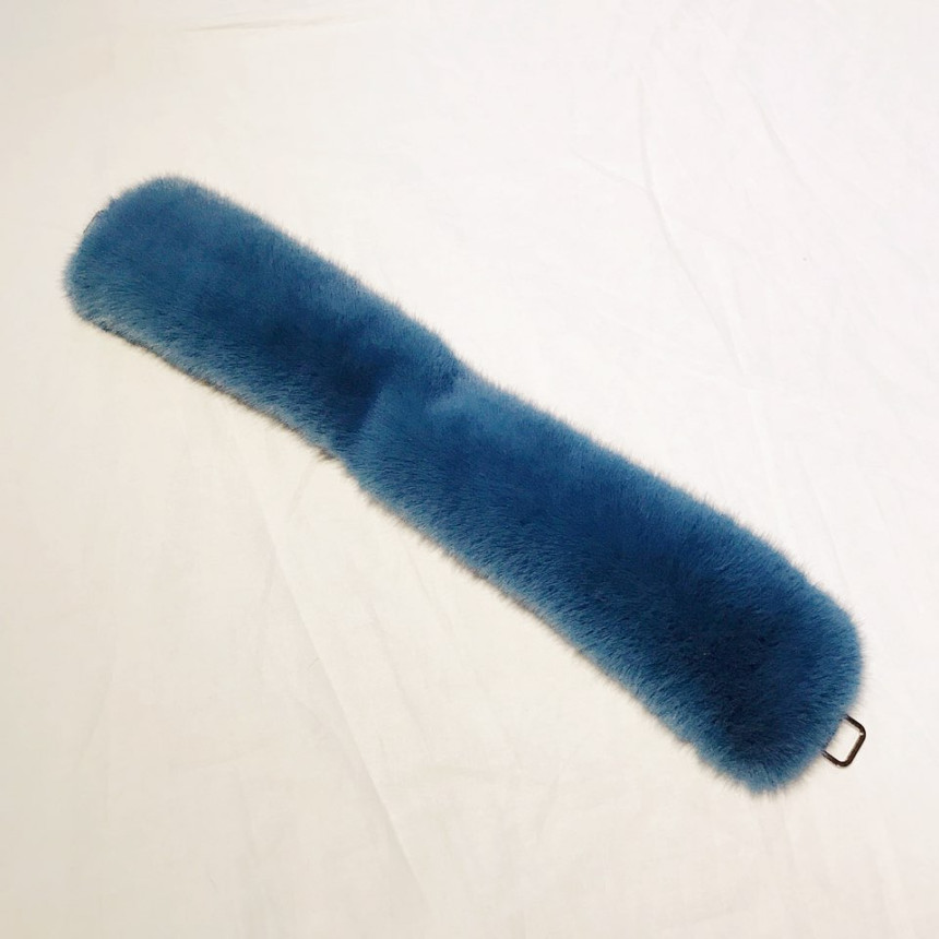 Blue Fake Per Mink Twilie Muffler Shawl Petit Scar