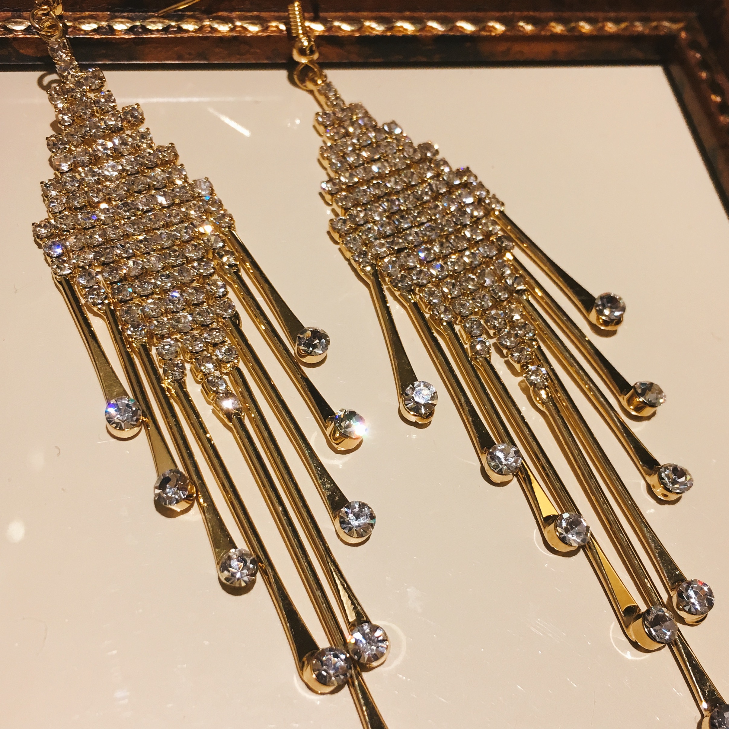 Earrings Available Luxurious blinged rhombus shape