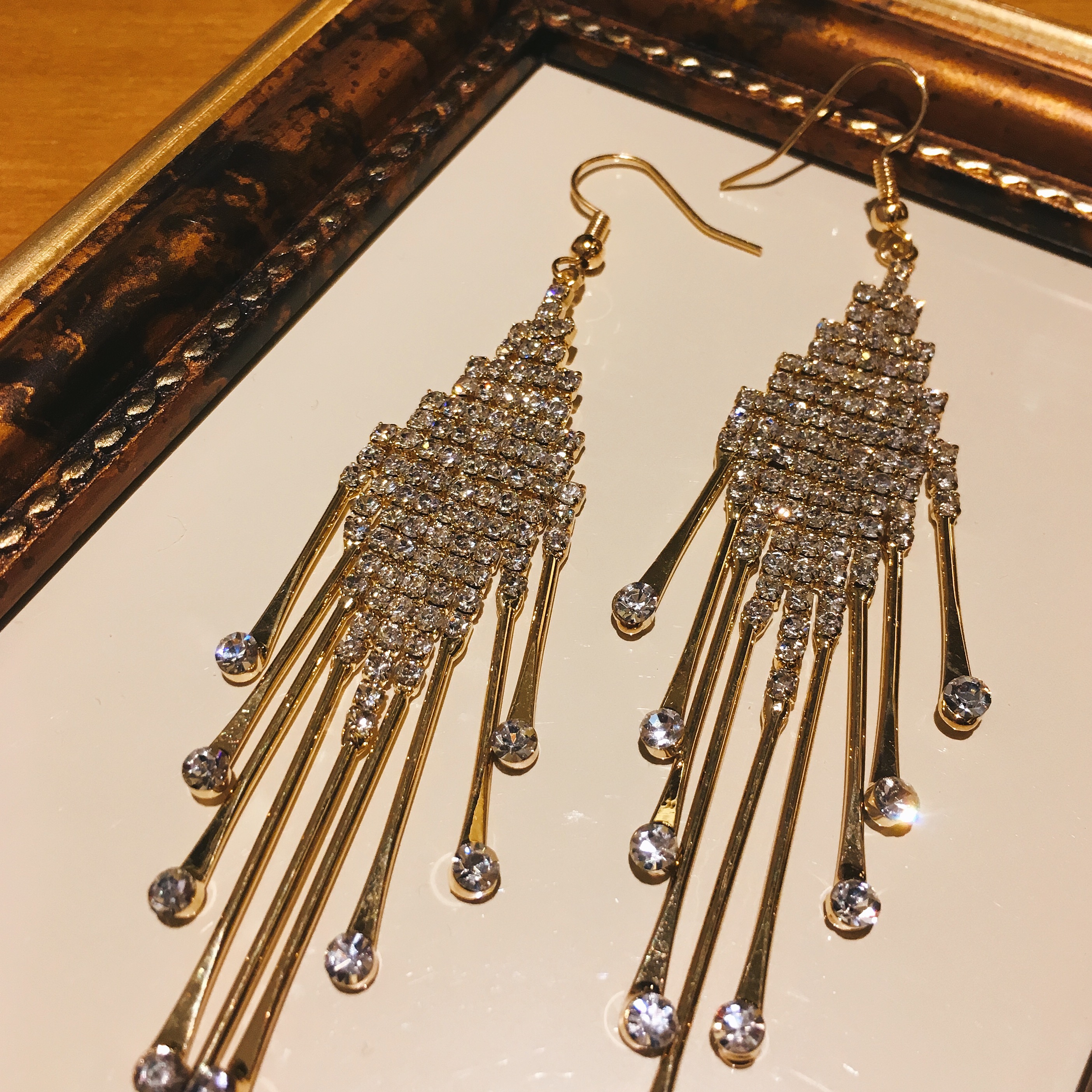 Earrings Available Luxurious blinged rhombus shape