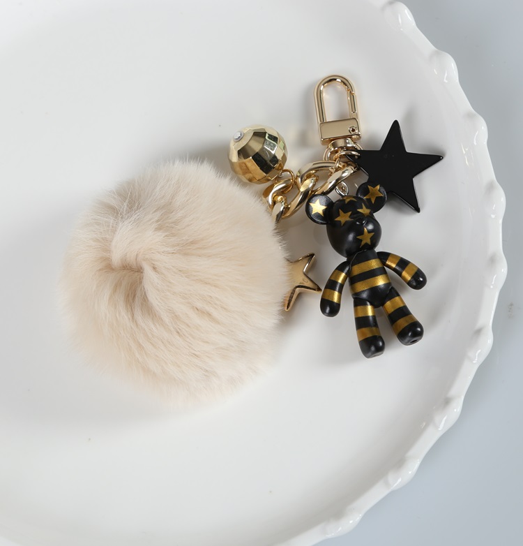 Rabbit Fleece Pepper Varex Pom Fom Bag Charm Luxur