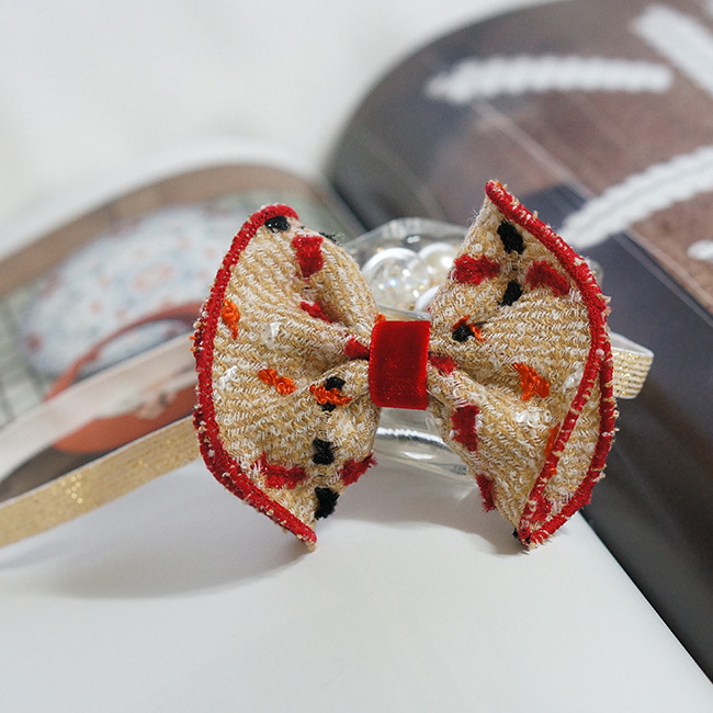 Hair Accessories Beige Red Ruffle Ribbon Baby Hair