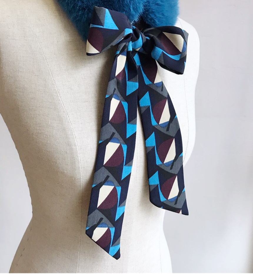 Blue Fake Per Mink Twilie Muffler Shawl Petit Scar