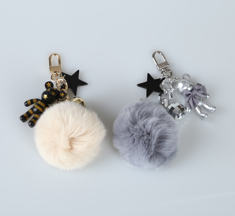 Rabbit Fleece Pepper Varex Pom Fom Bag Charm Luxur
