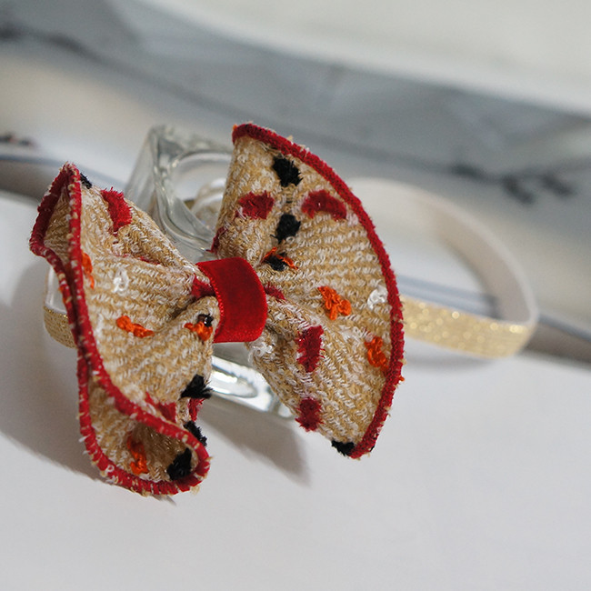 Hair Accessories Beige Red Ruffle Ribbon Baby Hair