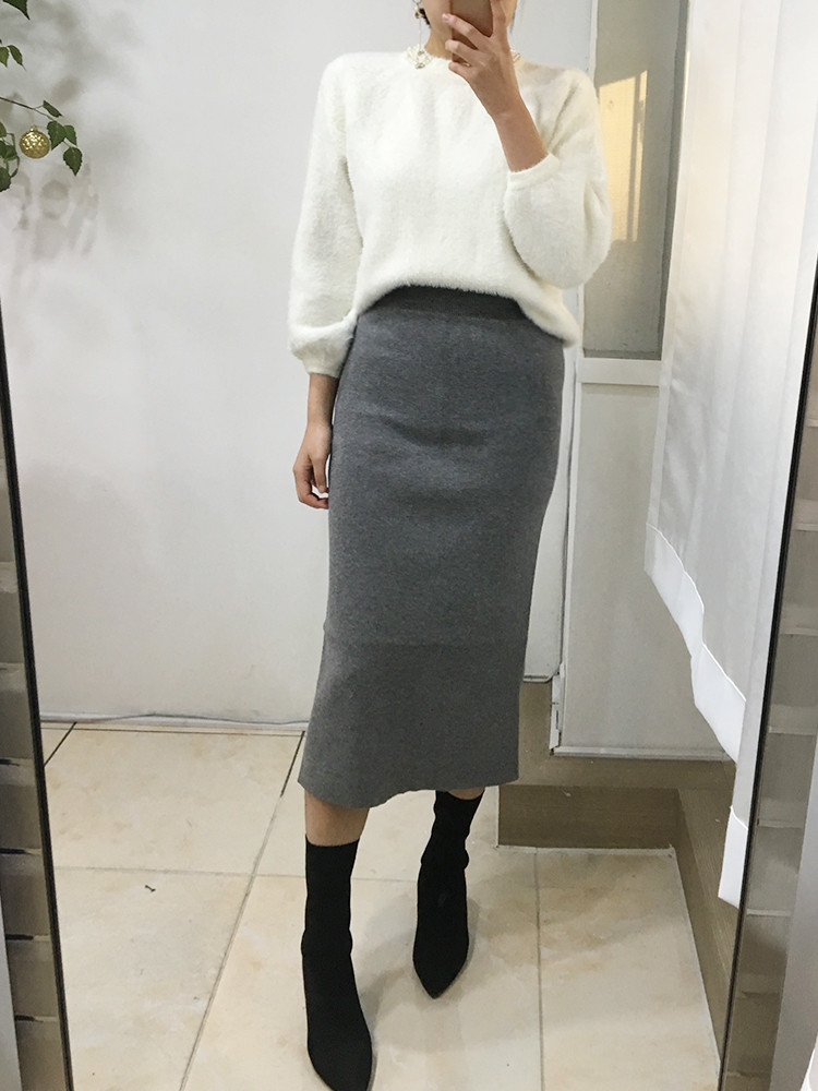 Cash Back Knit Skirt Contemporary Styling Chic Ron