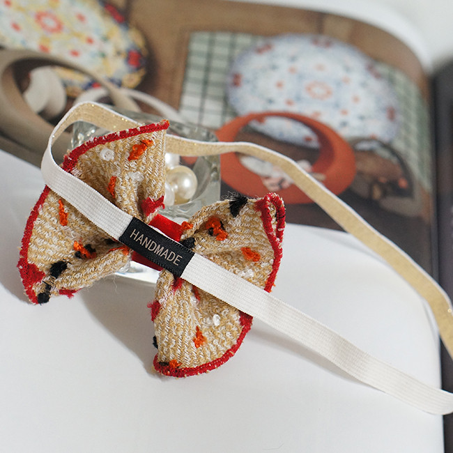 Hair Accessories Beige Red Ruffle Ribbon Baby Hair