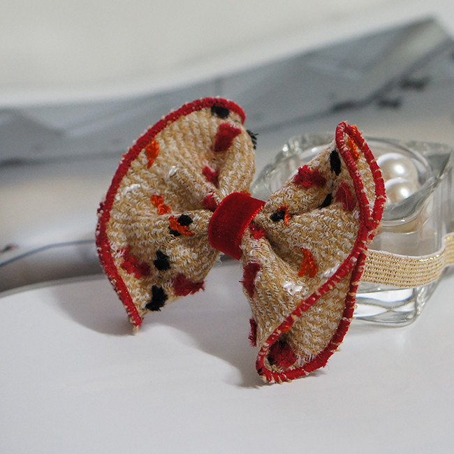 Hair Accessories Beige Red Ruffle Ribbon Baby Hair