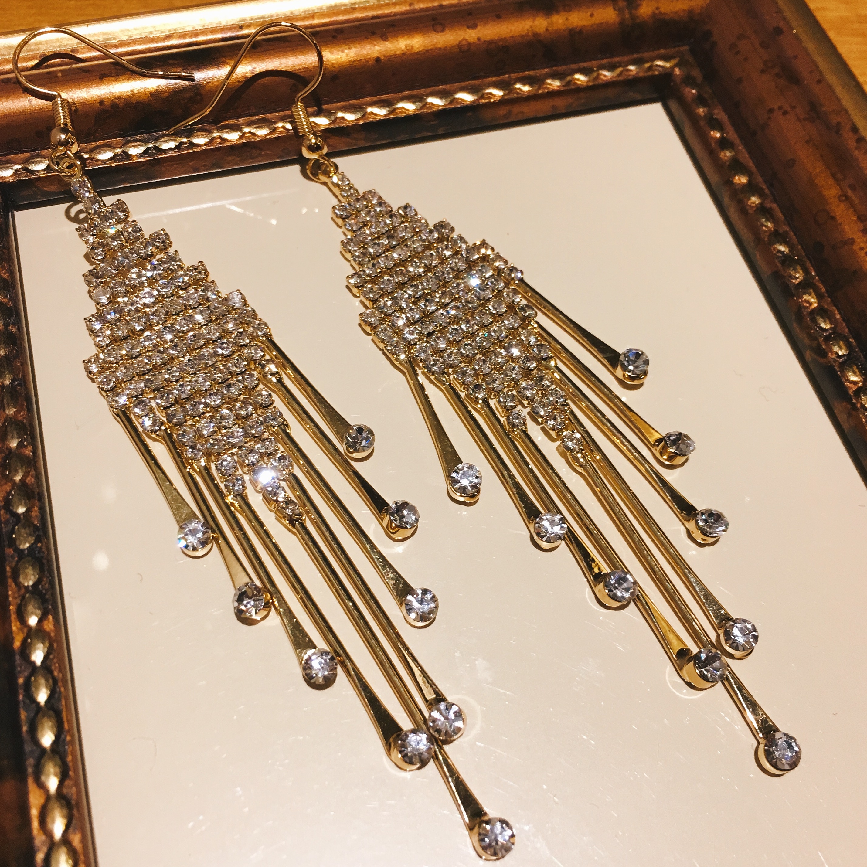 Earrings Available Luxurious blinged rhombus shape