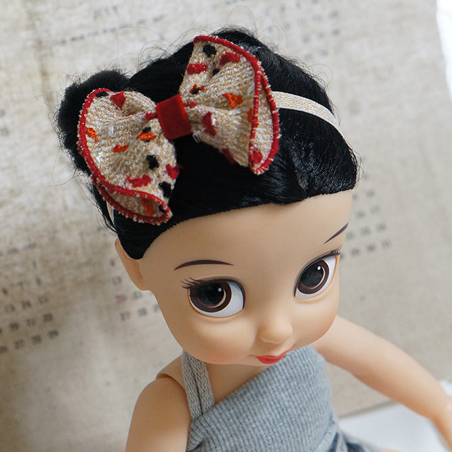 Hair Accessories Beige Red Ruffle Ribbon Baby Hair