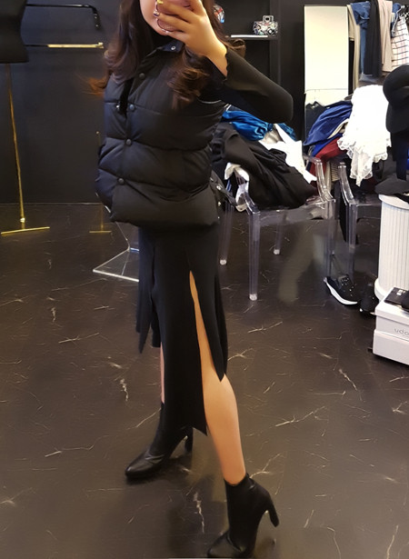 Unbalanced Top Long Bending Skirt Sexy Layered Rom